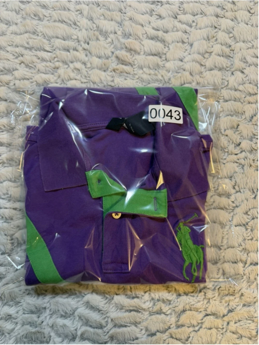 Ralph Lauren Girls Striped Polo Shirt Purple/Green Short Sleeve Logo M 8/10